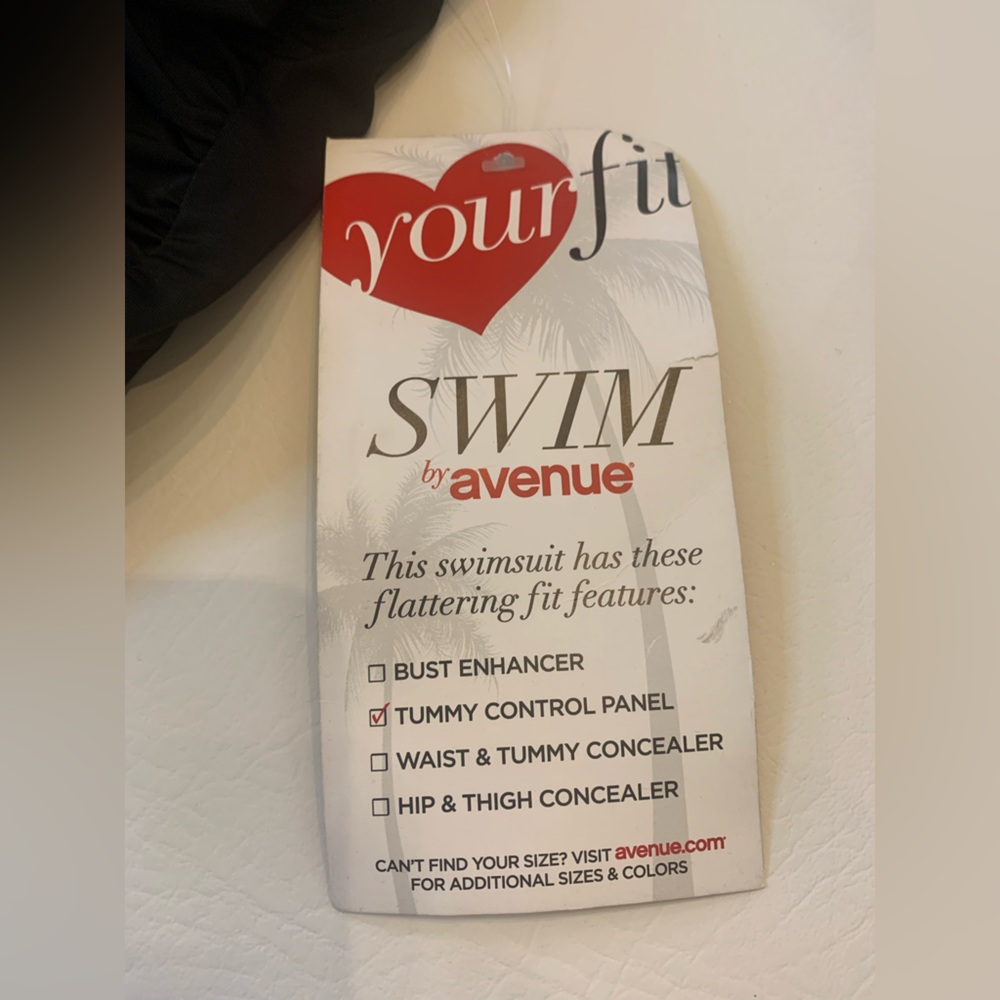 NWT black swim by Avenue rouched tummy control 28W women’s bottoms (bin S) - Picture 5 of 7